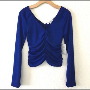 Royal Blue Ruched V-neck crop top